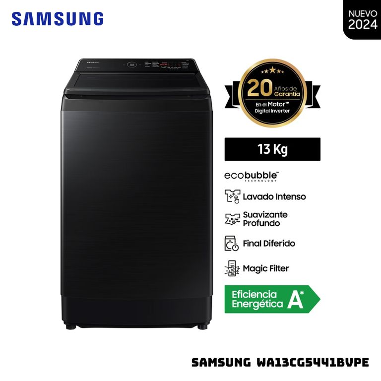 LAVADORA ECOBUBBLE 13 KG CARGA SUPERIOR NEGRO - WA13CG5441BVPE