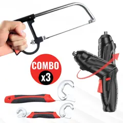 ROHS - Combo: Llaves Francesas + Sierra 8 en 1 + Destornillador Eléctrico