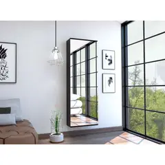 R&R MUEBLES - Zapatera Flotante Moderna Dae Negro Alto 138cm