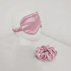 GENERICO - Pack Antifaz para dormir + Scrunchie en Satín - Palo Rosa