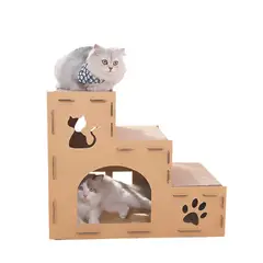 GENERICO - Rascador casa escalera para gatos de cartón corrugado