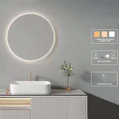 GENERICO - Espejo led tres tonos circular 70cm