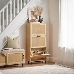 R&R MUEBLES - Zapatera Nordica Duck 3 Puertas Natural