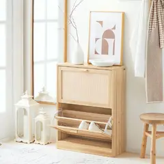 R&R MUEBLES - Zapatera Nordica Minji 2 Puertas Natural