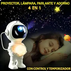 GENERICO - PARLANTE PROYECTOR LÁMPARA 4 EN 1 ESTRELLAS NEBULOSA ASTRONAUTA ADORNO