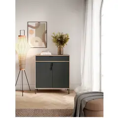 R&R MUEBLES - Zapatera Recibidor Nordico Iseul RovereNegro