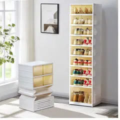 GENERICO - Organizador de Zapatos Plegable de 9 Niveles 18 Pares con Tapa