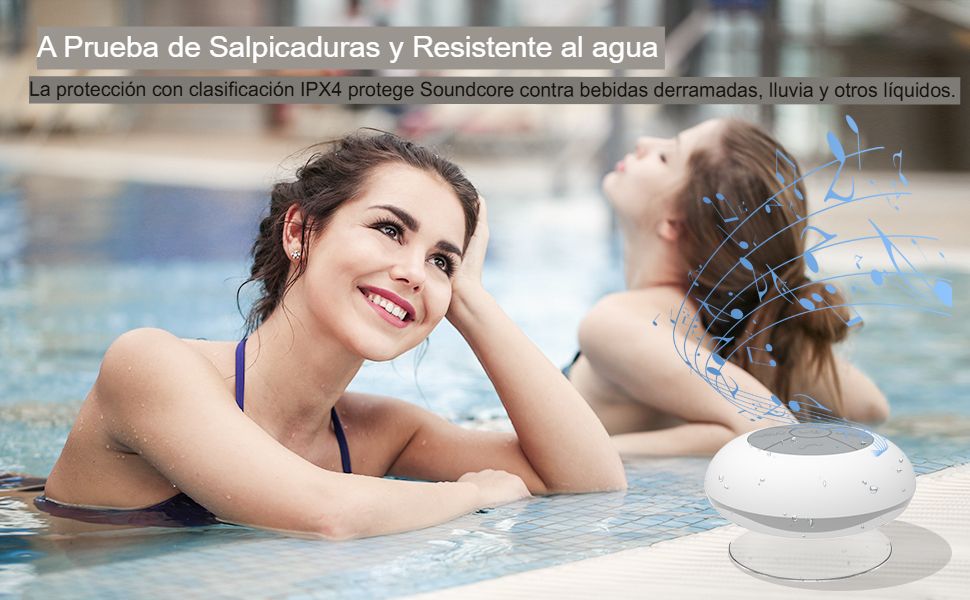 PARLANTE BLUETOOTH PARA DUCHA PORTÁTIL CON VENTOSA BLANCO