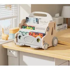 GENERICO - LIBRERO CARRITO 2 EN 1 CON PIZARRA PARA ESCRIBIR Y JUGAR