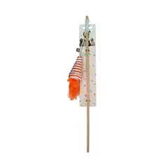 GENERICO - Juguete caña de pescar para gatos con cono rascador naranja