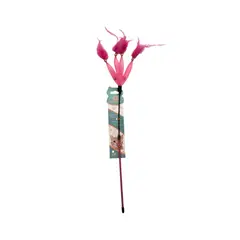 GENERICO - Juguete caña de pescar plumas rosadas para gatos
