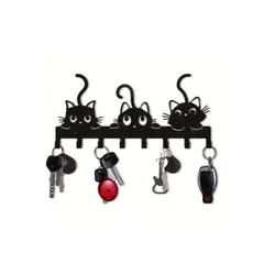 GENERICO - Colgador de Llaves - Modelo Gatos Negros