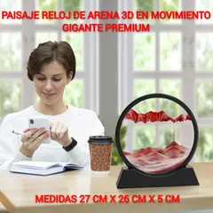 GENERICO - ADORNO TIPO RELOJ ARENA 3D MOVIMIENTO EXTRA PREMIUM ROJO