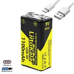 OEM - Pila 9V Usb C Bateria Litio Recargable 1100mAh