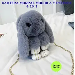 GENERICO - BOLSO MORRAL MOCHILA CARTERA PELUCHE HIPOALERGÉNICO DE CONEJO 3 EN 1