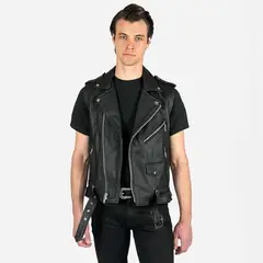 GENUINE - Chaleco Biker para Hombre Cuero Vacuno