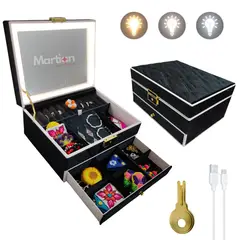 GENERICO - Joyero organizador con Espejo Led Negro