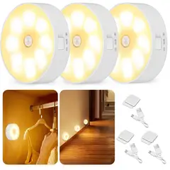 GENERICO - Luces con Sensor de Movimiento Recargable por USB Con Imán 3PCS