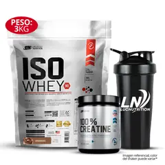 UNIVERSE NUTRITION - Iso Whey 90 3 kg Sabor Chocolate + 100 % Creatina UN 250 gr + Shaker