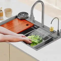FRITECSA - Lavadero Multifuncional Acero Inox. 304 Gris Textura Classic FW11-G2