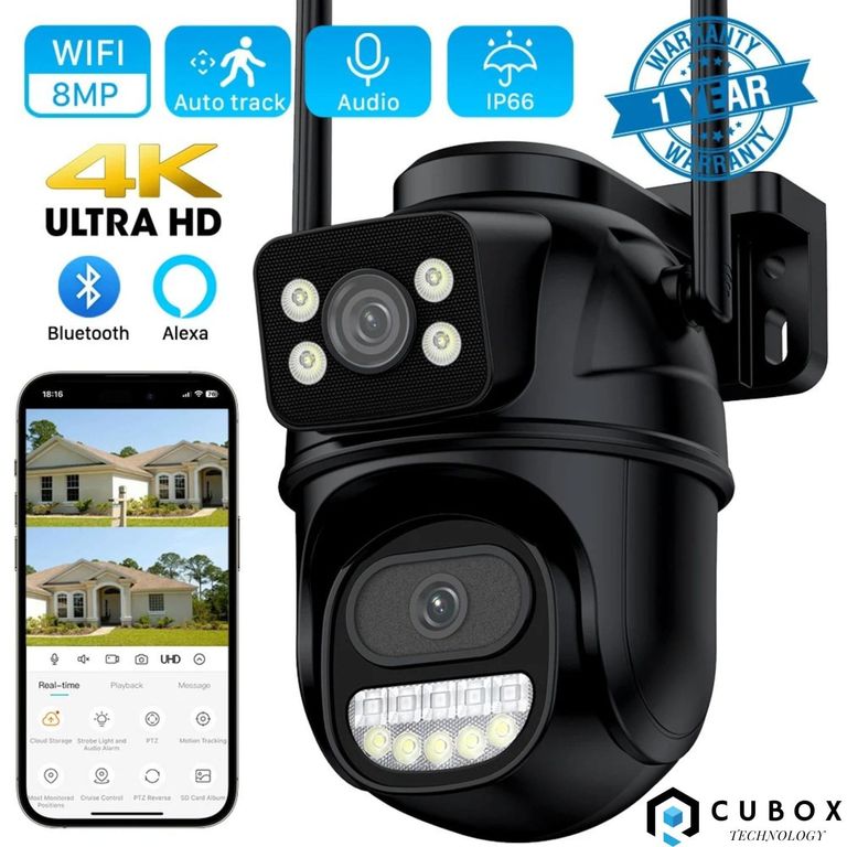 Camara de Seguridad Doble Lente Con Giro 360 PTZ