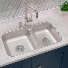 TRAMONTINA - Lavadero de Cocina Doble en Acero Inoxidable 69x40x14cm