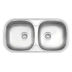 TRAMONTINA - Lavadero de Cocina Doble en Acero Inoxidable 78x39x14cm