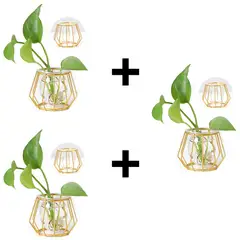 BUCKINGHAM - Macetero florero para decoración del hogar Dorado pack de 3x