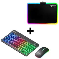 DREIZT - Combo Kit Teclado y Mouse RGB Negro + Mousepad RGB 30CM X 25CM