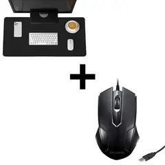 PLAYPRO - Mouse Ergonómico Usb Pc Laptop Negro + mousepad dreizt negro