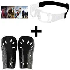 GENERICO - Marco Montura De Lentes Anti-Impacto Transparente + Canilleras de Fútbol-Adulto