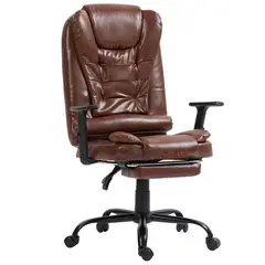 KOMSUM - Silla Ergonomica Oficina Gerencial BaseAcero Roma Marron Claro