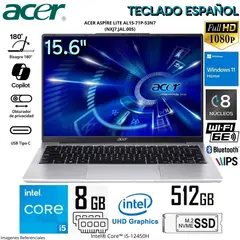 ACER - Laptop Aspire AL15-71P-53N7 Intel Core i5-12450H 8GB DDR5 RAM 512GB 15.6" FHD Windows 11 Home