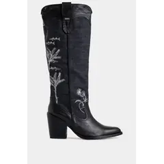 VELEZ - Vélez Botas Linaje Denim y Cuero Mujer Silueta Texana AzulO