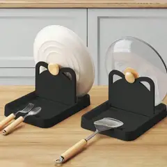 GENERICO - Soporte para tapa de olla y utensilios COLOR NEGRO