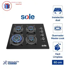 SOLE - Encimera Vidrio Templado 4 Hornillas SOLCO068