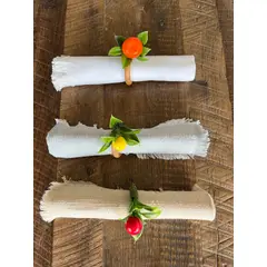 D'MESA - Set 4 Aros servilleteros madera con mandarina estilo tropical