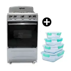 GENERICO - Cocina a Gas Aghaso COC-AGH014 + Set de Tápers de Vidrio 4 Piezas Gratis