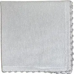 D'MESA - Set de 4 Servilletas gris algodón con mini pompones estilo chic