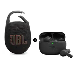 JBL - Audífono Vive BEAM Pure Bass 32Hrs Negro+Parlante Clip 5 Negro