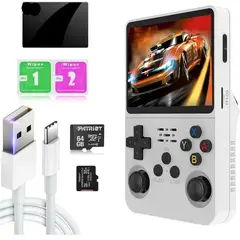 PREMIUM - Consola Portatil de Video Juegos Retro R36S con memoria 64-32gb BLANCO