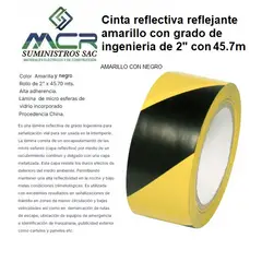 GENERICO - Cinta reflectiva reflejante amarillo con negro con grado de ingenieria de 2 con 45,7m