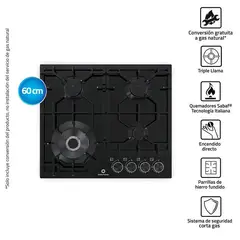 INDURAMA - Cocina Empotrable 4 Hornillas EGASI 604CGNE