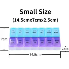 GENERICO - Pastillero de Bolsillo 14 Compartimentos 14.5 x 6 cm