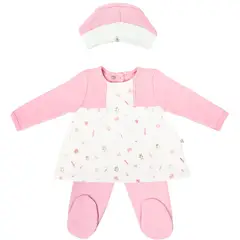 GENERICO - Conjunto Vestido bebé Niña - 3 piezas - Flores - Rosado