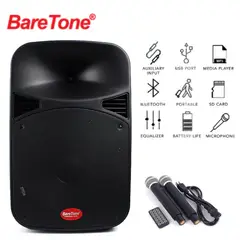 BARETONE - Parlante Profesional MAX-15MHWR Recargable + 2 MIC