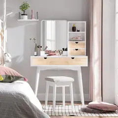 GENERICO - Tocador Vintage María Blanco + Asiento - Muebles Gaudi