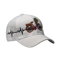 GENERICO - Gorra Unisex de Lona Blanca con Bordado de Bicicleta y Visera Curva