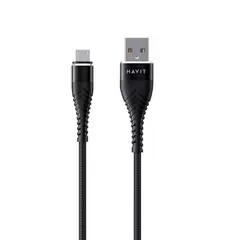 HAVIT - Cable Carga y Datos USB a Micro CB706 1M Alum + Nylon Negro