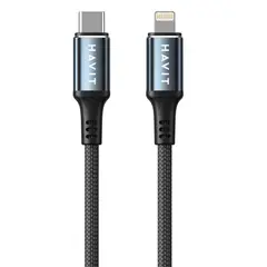 HAVIT - Cable Carga Rápida y Datos 30W CB6311 USB C a Lightning Alum + Nylon